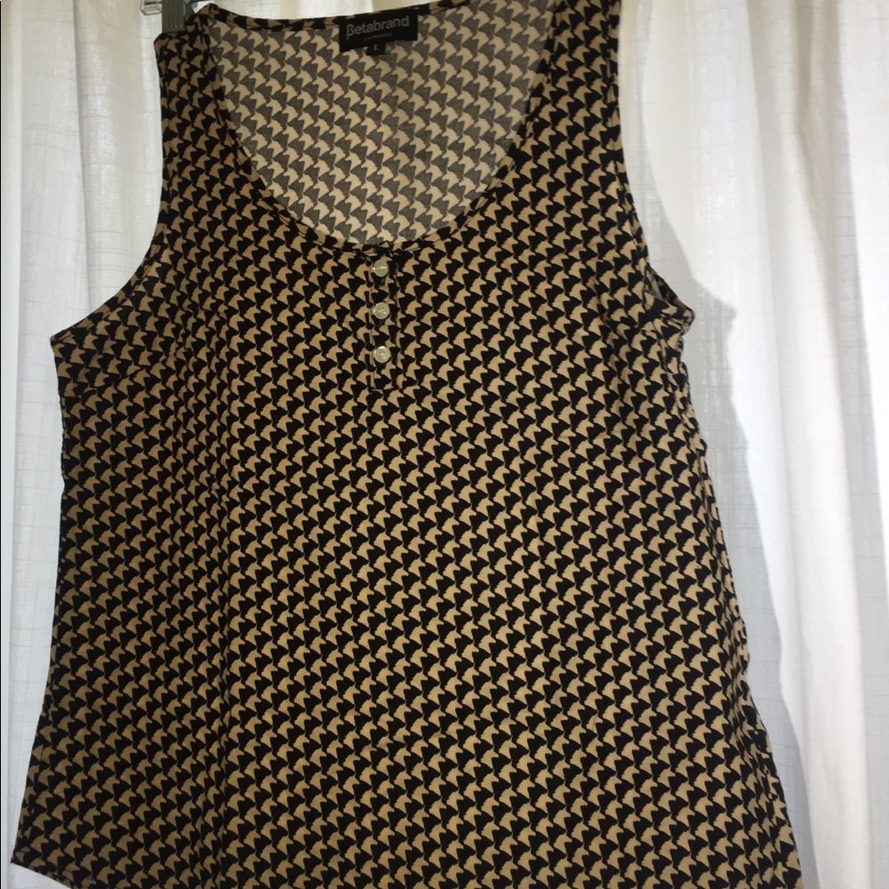Beta Brand cotton tank, b&w unicorn pattern, L